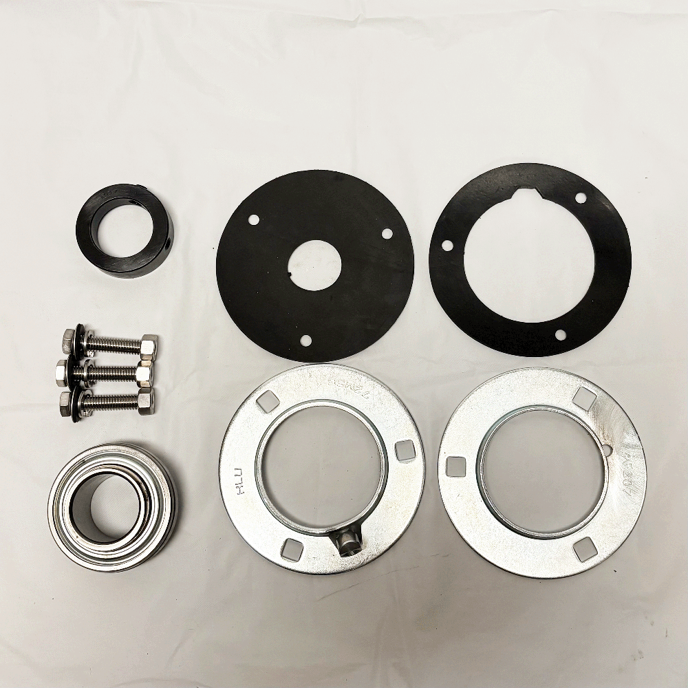 Hydroseeder pump bearing kits for the front and rear of the pump shaft