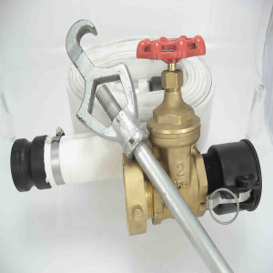 Fire hydrant kit for hydroseeder fills, 25 ft hose with camlocks