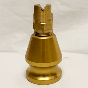 Wide spray hydroseeder nozzle, NozzleCam code gold, 65 degree
